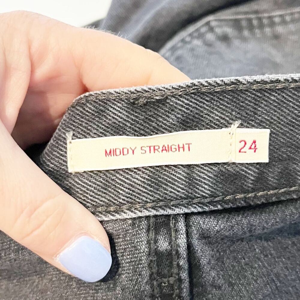 Levis Mid Rise Middy Straight Leg Jeans Black 24 - Picture 3 of 5